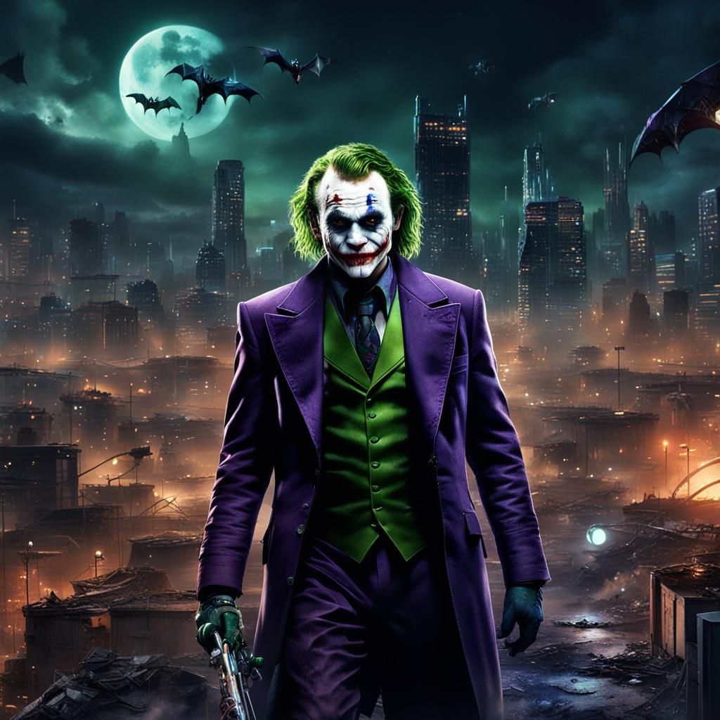 Joker's Evil Grin in Post-Apocalyptic City