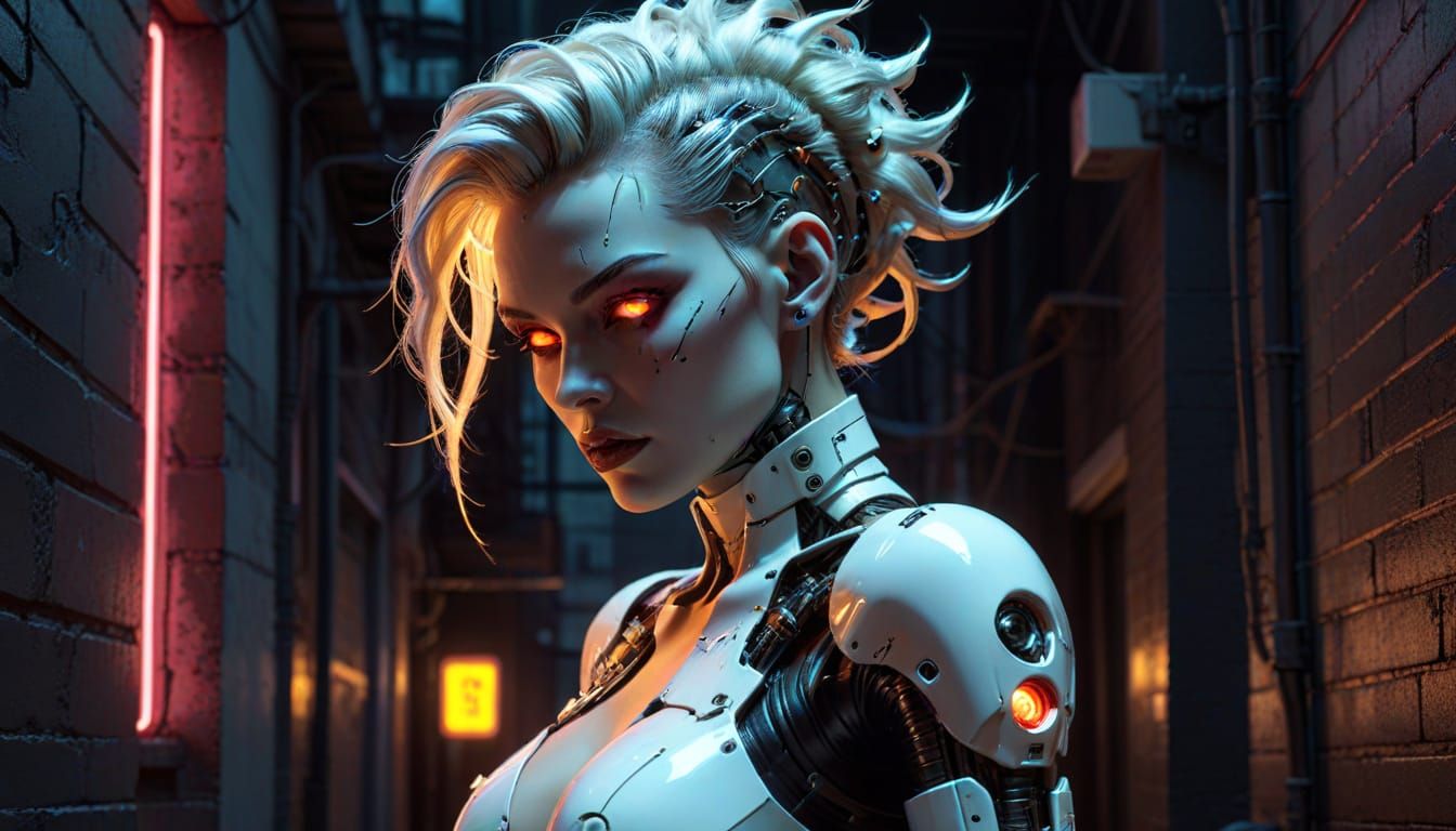 Cyborg Android with Mohawk in Pop Art Style