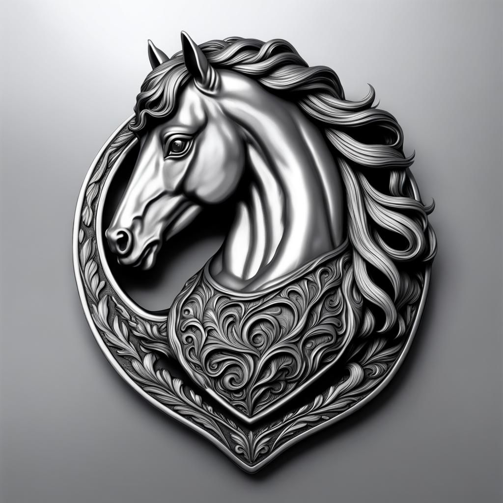 Majestic Pewter Horse Sculpture: Hyperrealistic Detail
