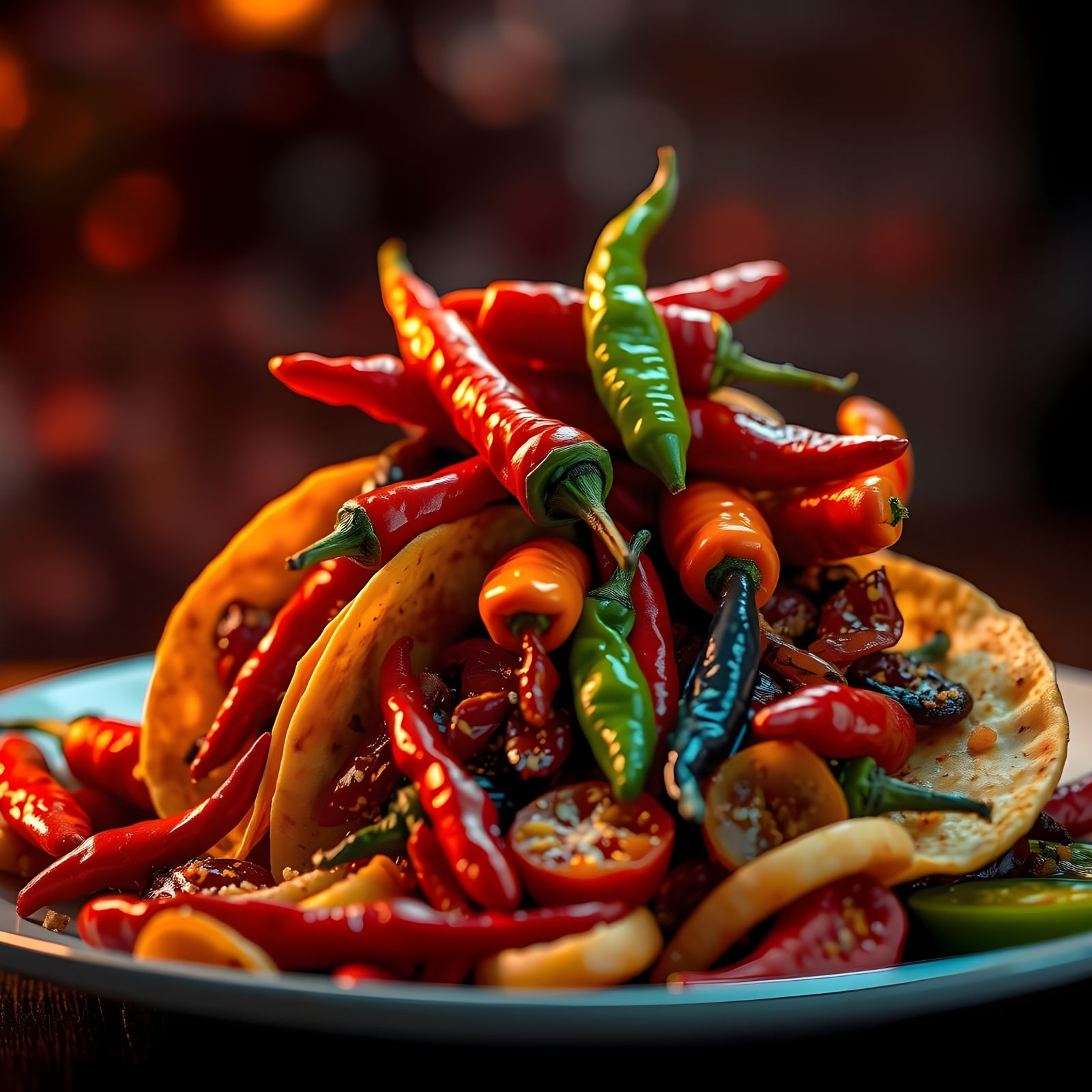 Spicy Tacos Diablos with Fiery Chili Peppers