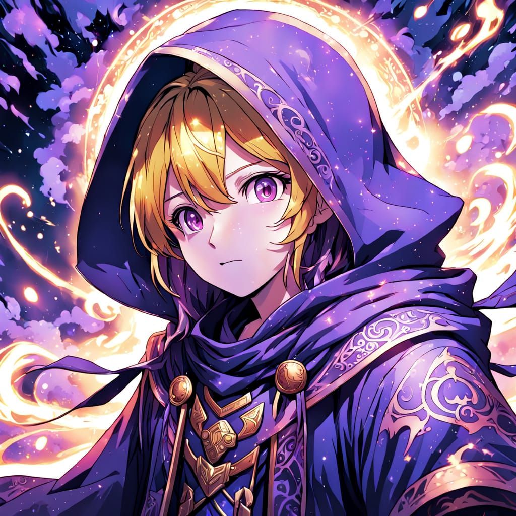 Mystical Anime Mage in Ethereal Hues