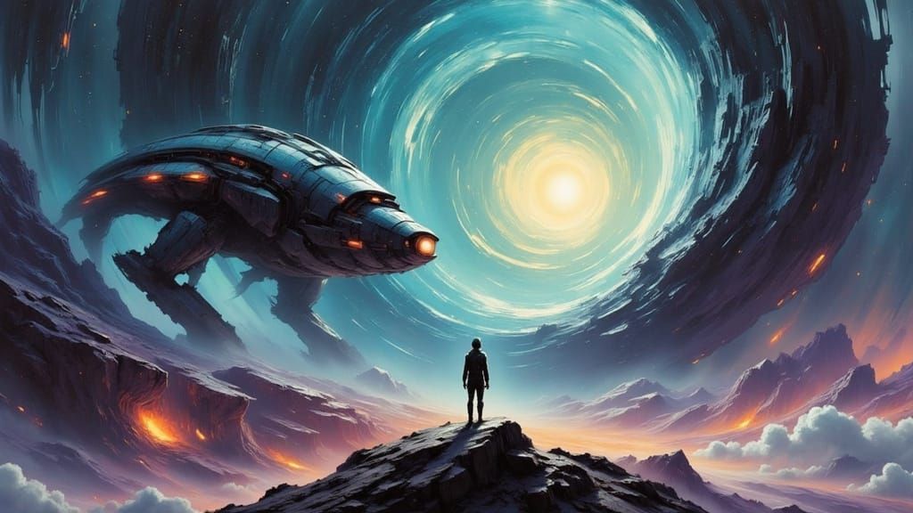 Astronaut Faces Cosmic Anomaly Between Mechs