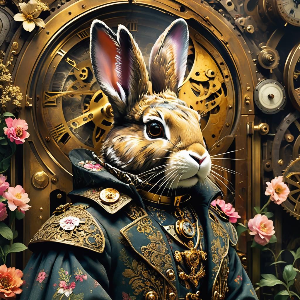 Ballistic Bunny in Raygun Gothic Pre-Raphaelite Portrait