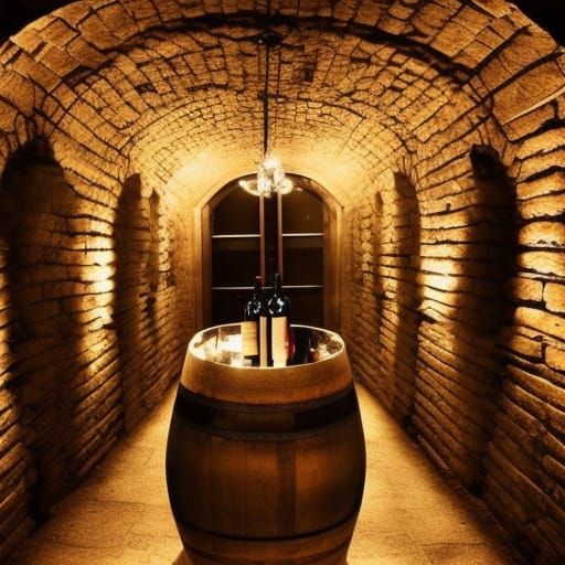 Candlelit Wine Cellar with Ancient Bottles