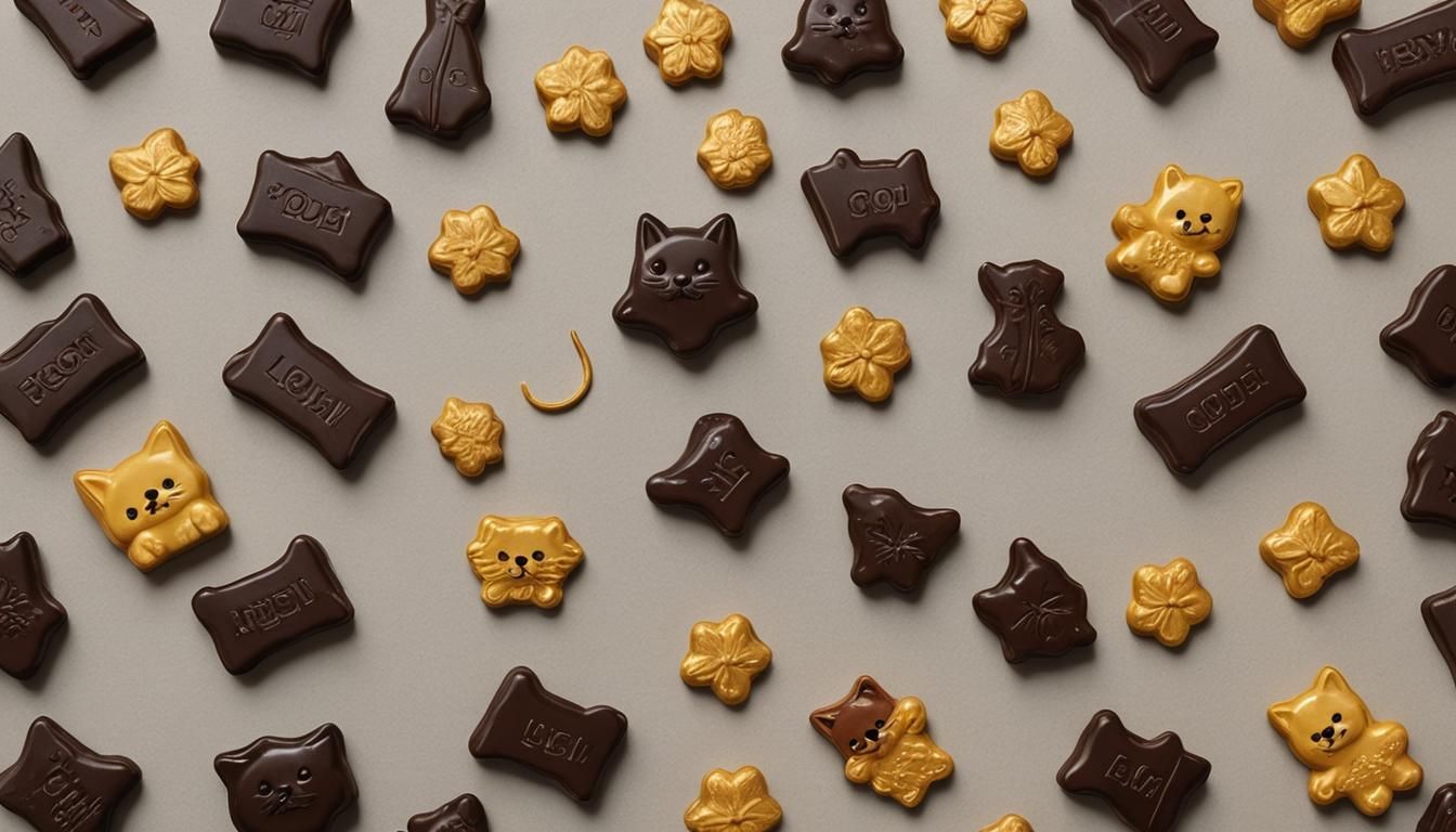 Chocolate Kitten and Puppy in Van Gogh Style