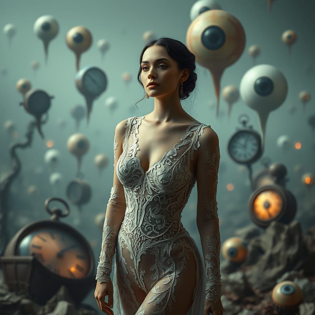 Surreal Woman in Dreamscape Rendered in Octane