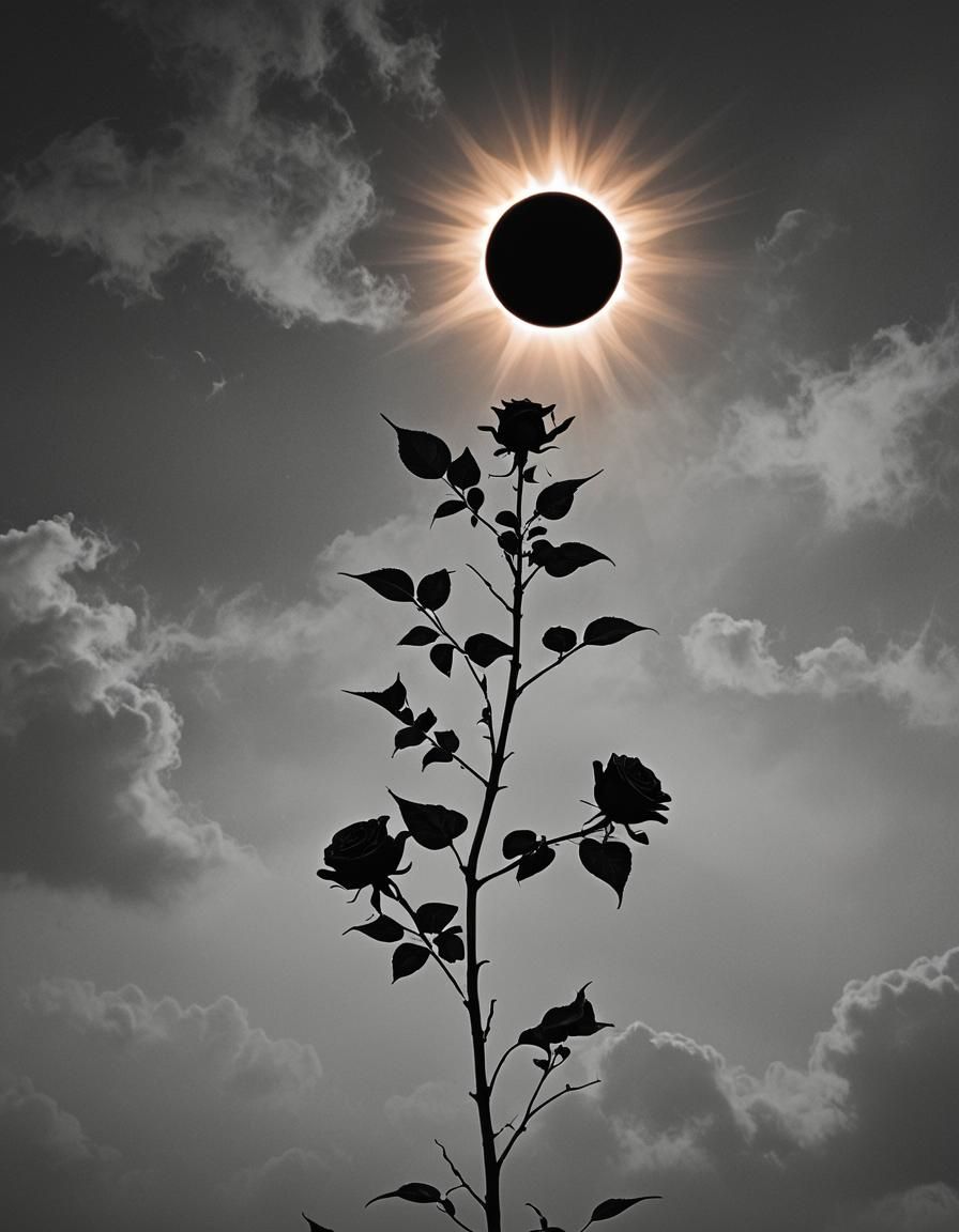 Solar Eclipse Phases with Black Rose Ambiance