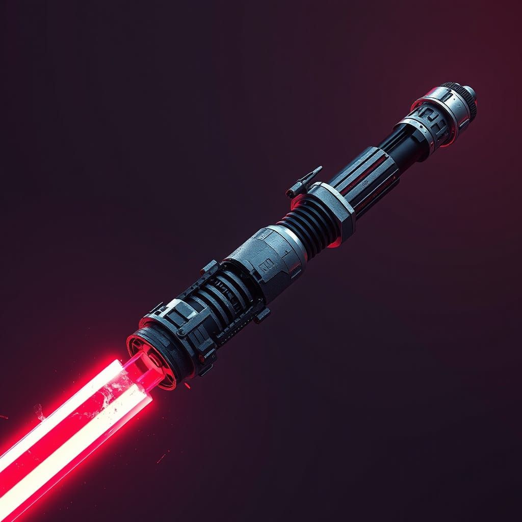 Mechanical Lightsaber with Crimson Blade in Fantasy Art