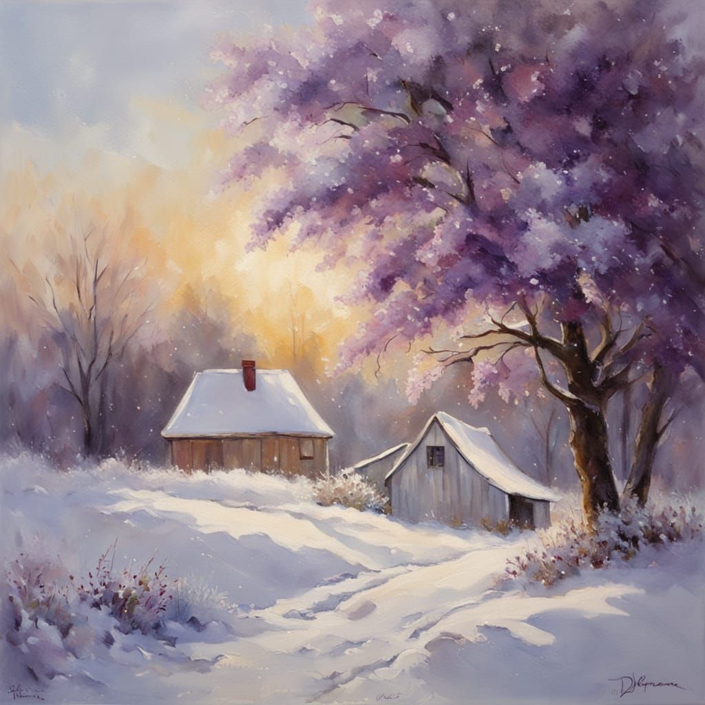 Impressionist Winter Blooms in Soft Pastel Hues