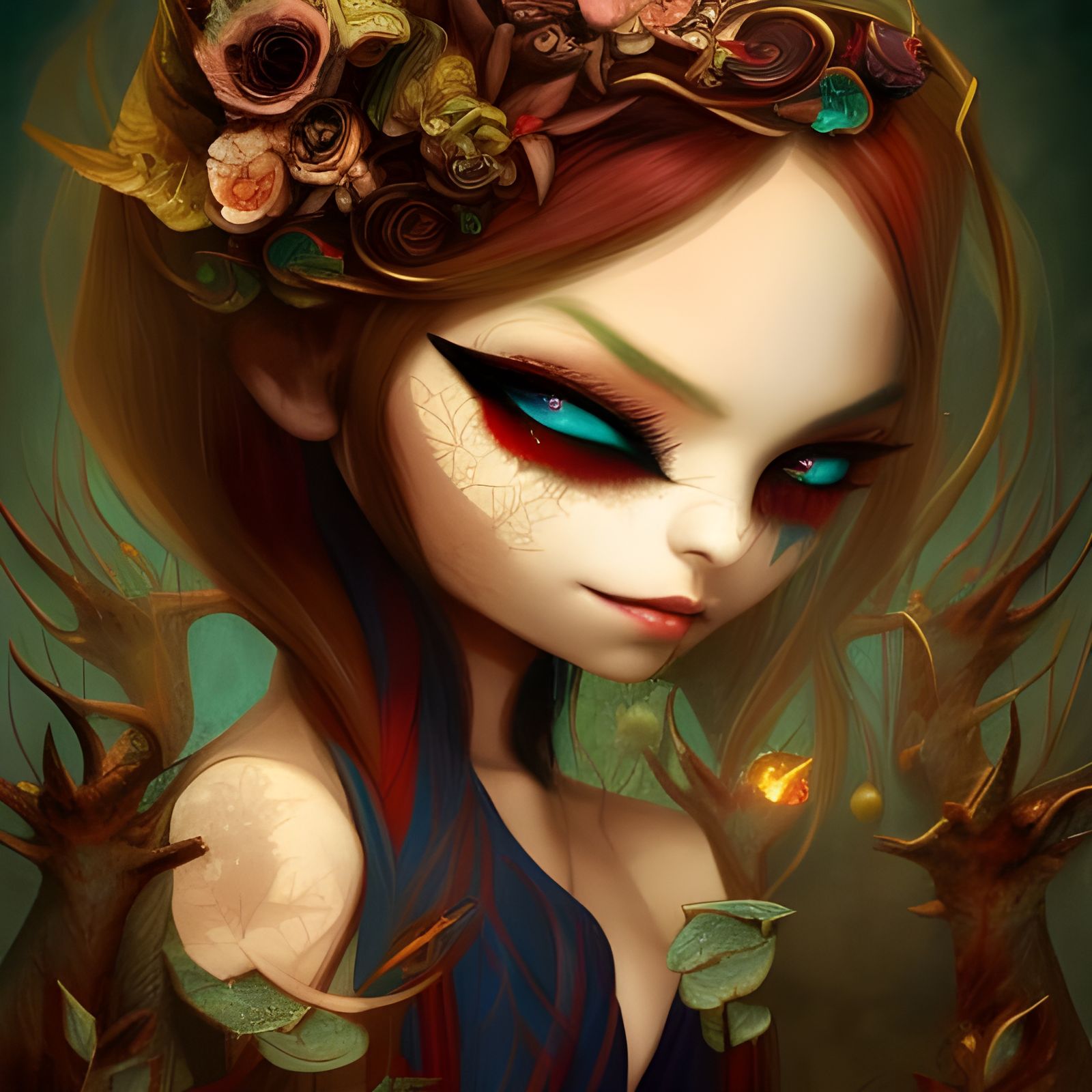 Dark Fantasy Witch in Graffiti Art Style