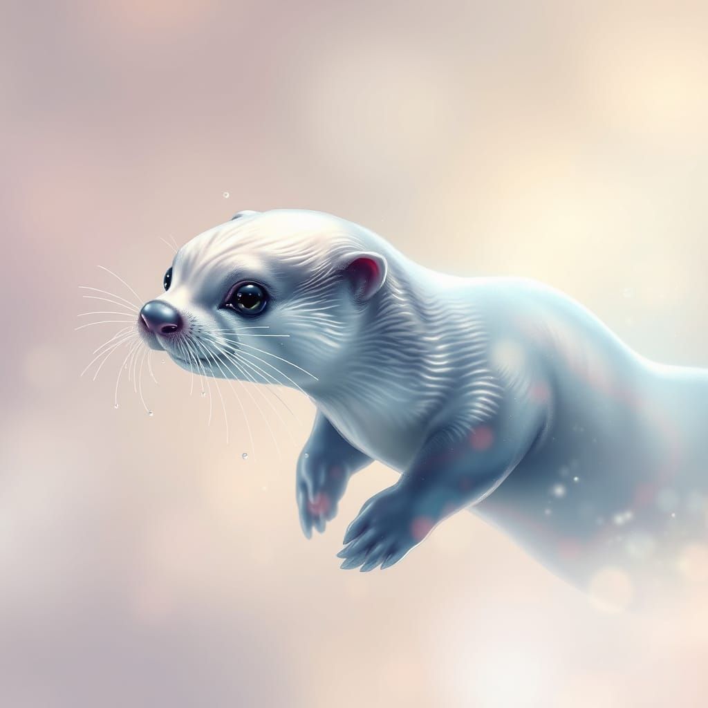 Water Otter in Dreamy Digital Art