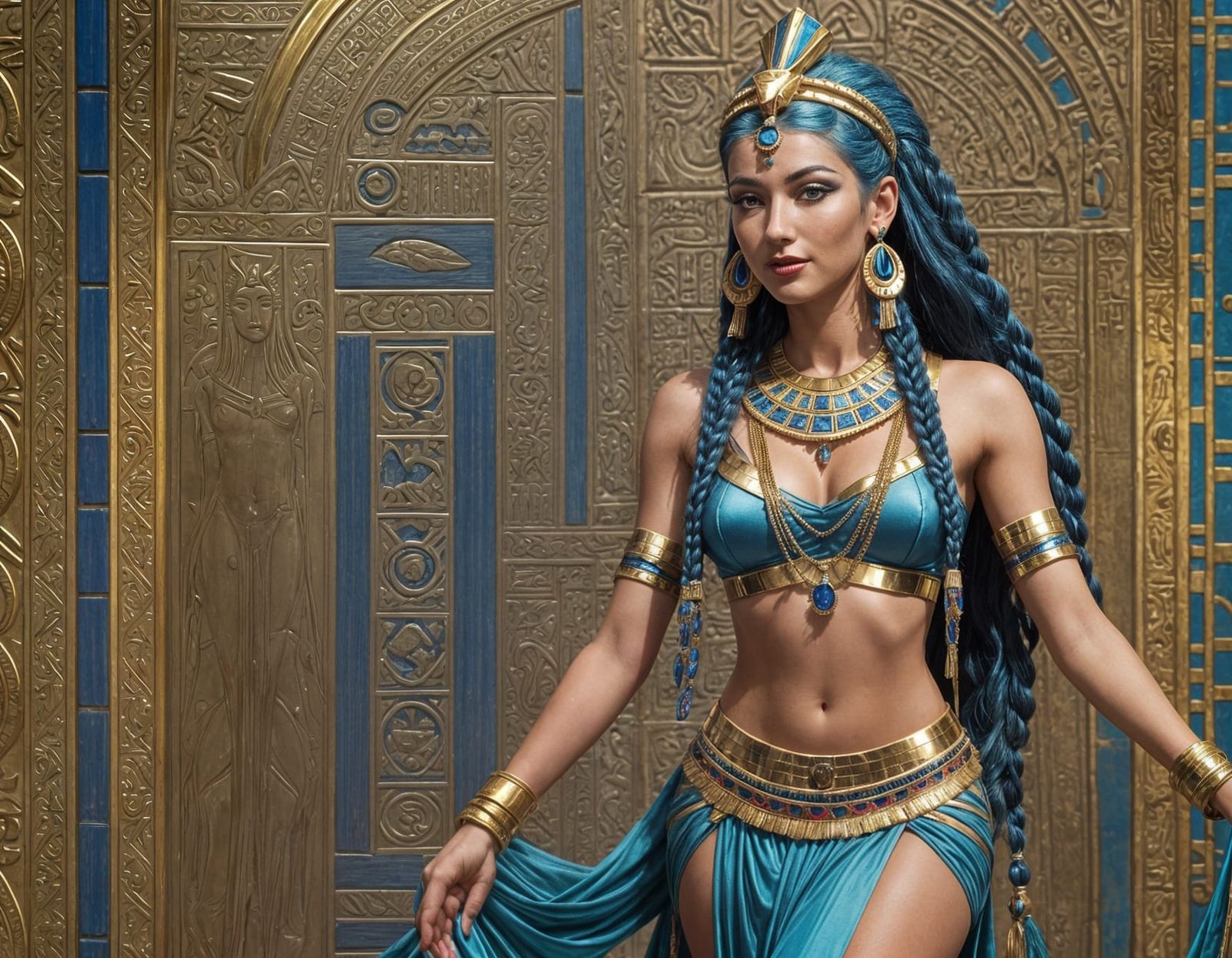 Vibrant Egyptian Woman in Dynamic Pose