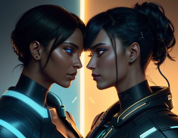 Cyberpunk Love in a Futuristic Night