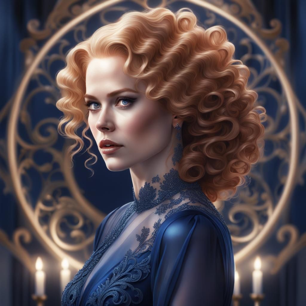 Elegant Woman with Silk Dress in Digital Art Style