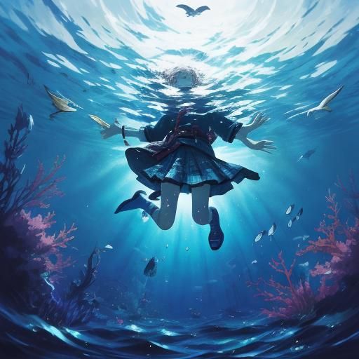 Underwater Anime Depression: Japanese Manga Style