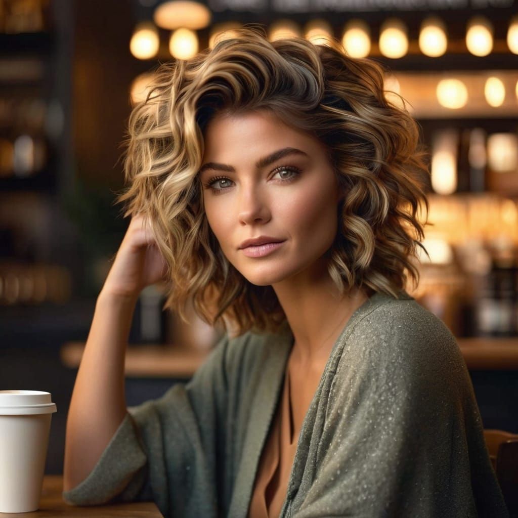 Warm Portrait of Aunt Cass in Cozy Coffee Shop Setting