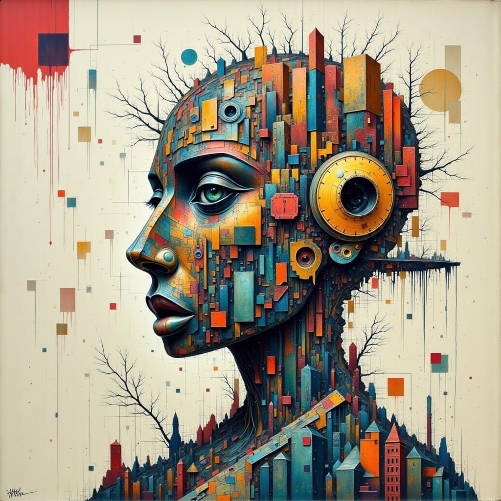 Abstract Portrait with Distorted Reality