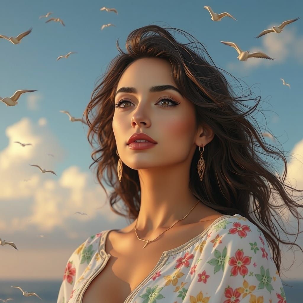 Luminous Woman Portrait in Dynamic Concept Art Style