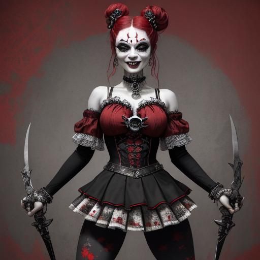 Grotesque Circus Princess with Bloody Blades Comic Art