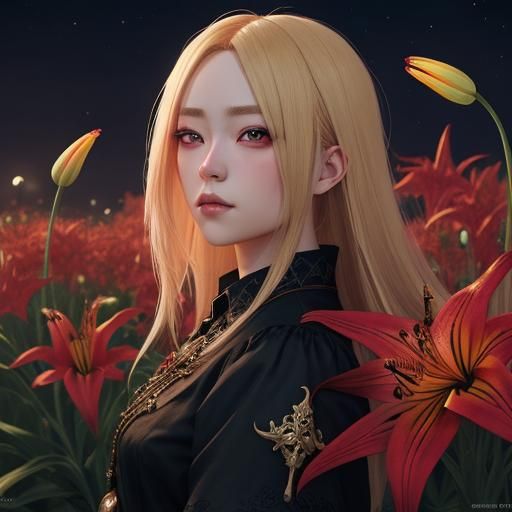 Portrait of blonde Lily flower