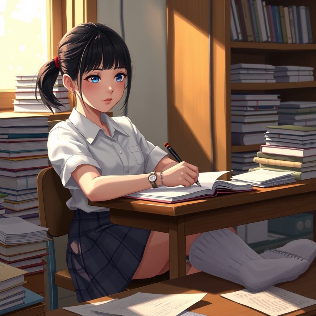 Schoolgirl Study in Realistic Art Style