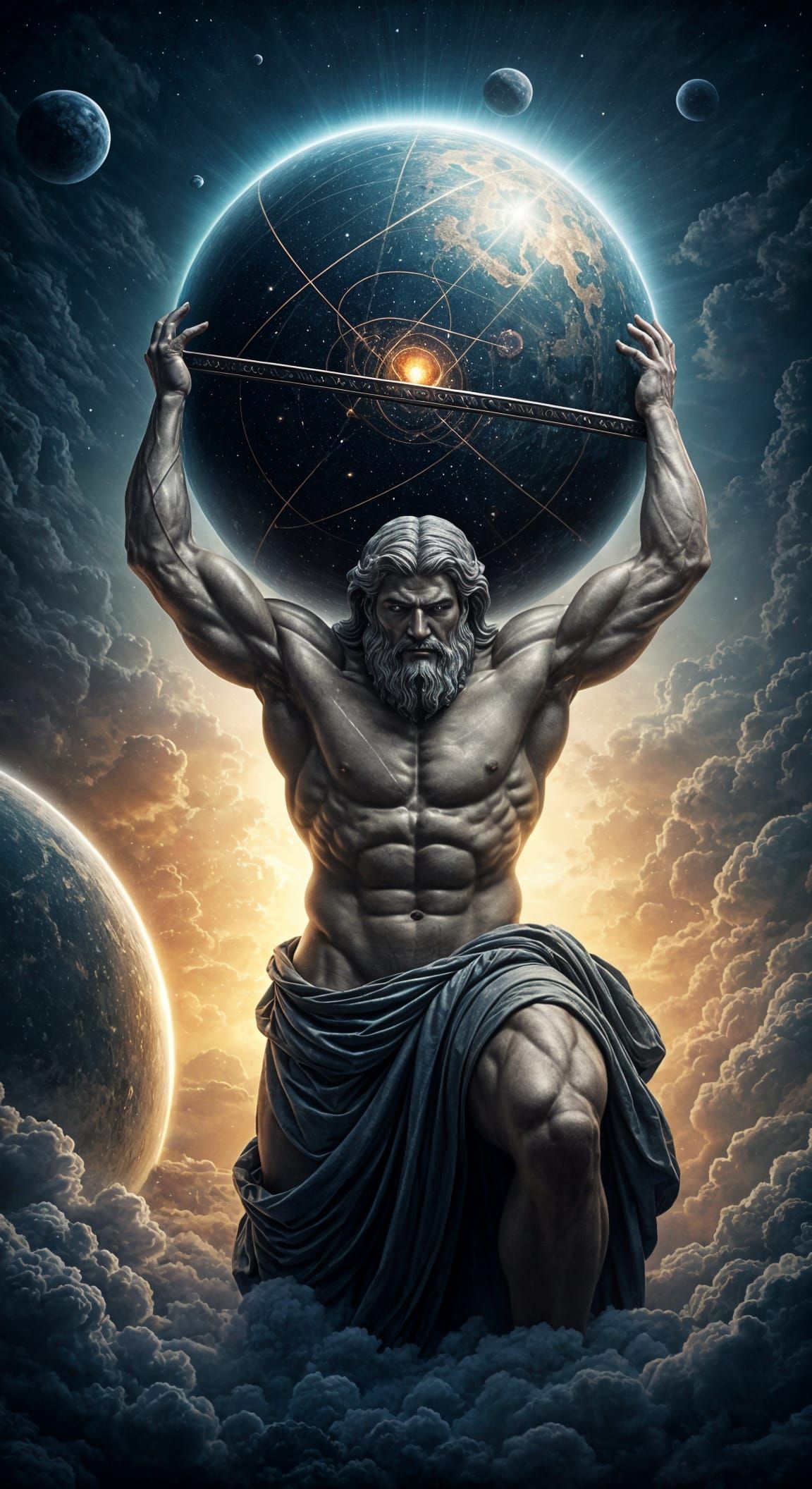 Atlas Holds Celestial Sphere: Greco-Roman Epic