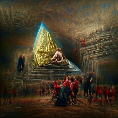Pharaoh Trapped in Pyramid: Oil Painting in Gustave Dore Sty...
