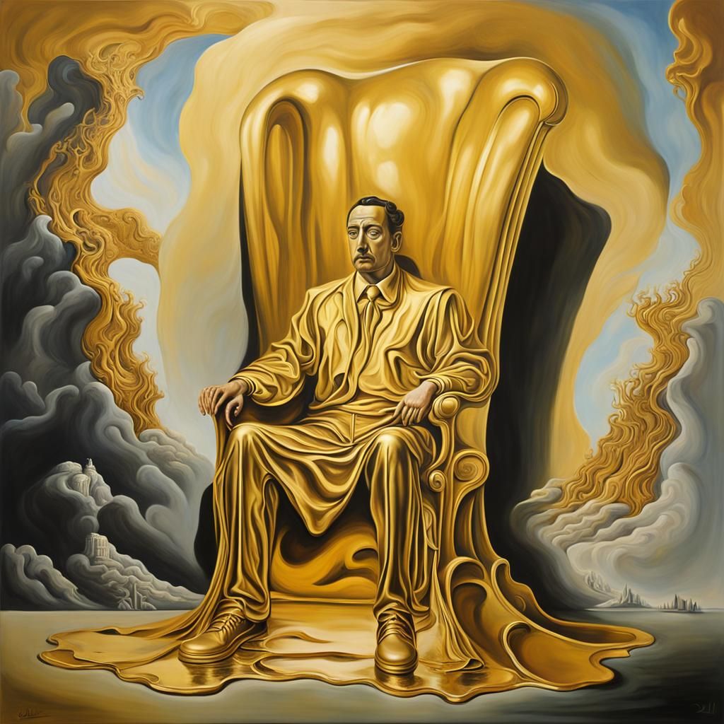 Golden God's Throne in Surrealist Style