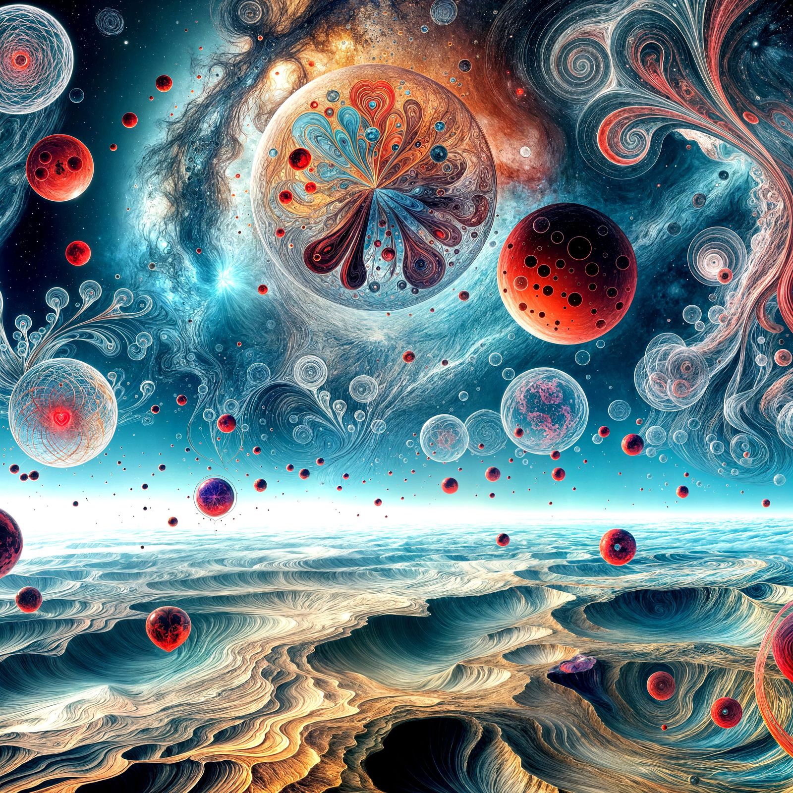 Surreal Botanical Dreamscape with Floating Heart