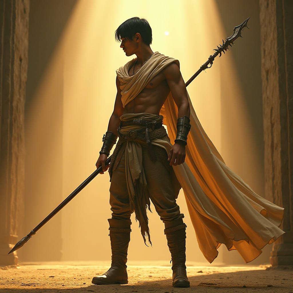 Heroic Warrior in Golden Light