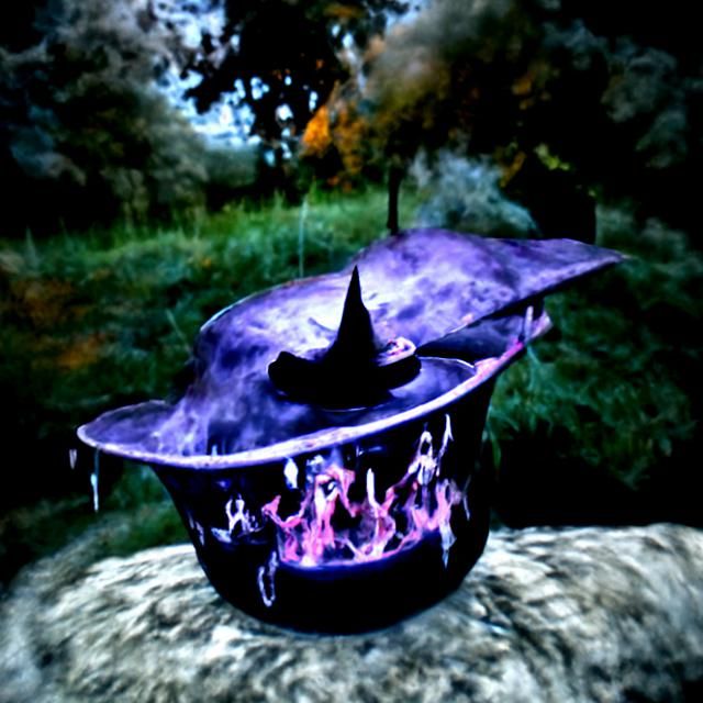 Ominous Halloween Scene with Witch Cauldron