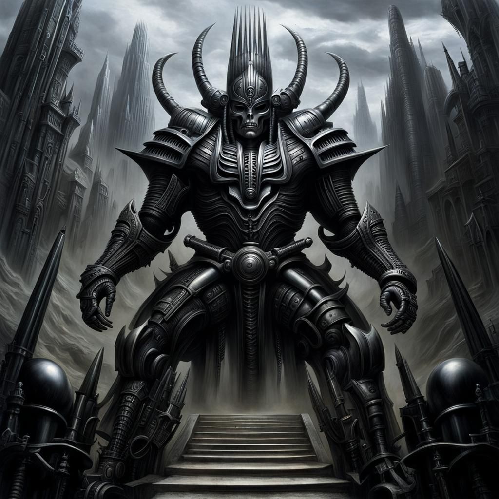 Mighty Steel Warrior in a Tribal Mountain Setting