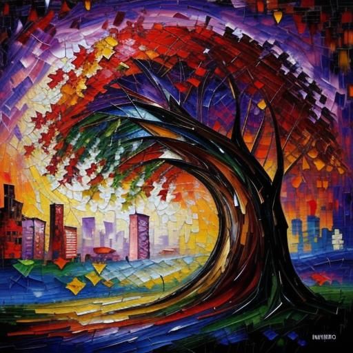 Rustic Mosaic Patchwork in Expressionist Impasto Style