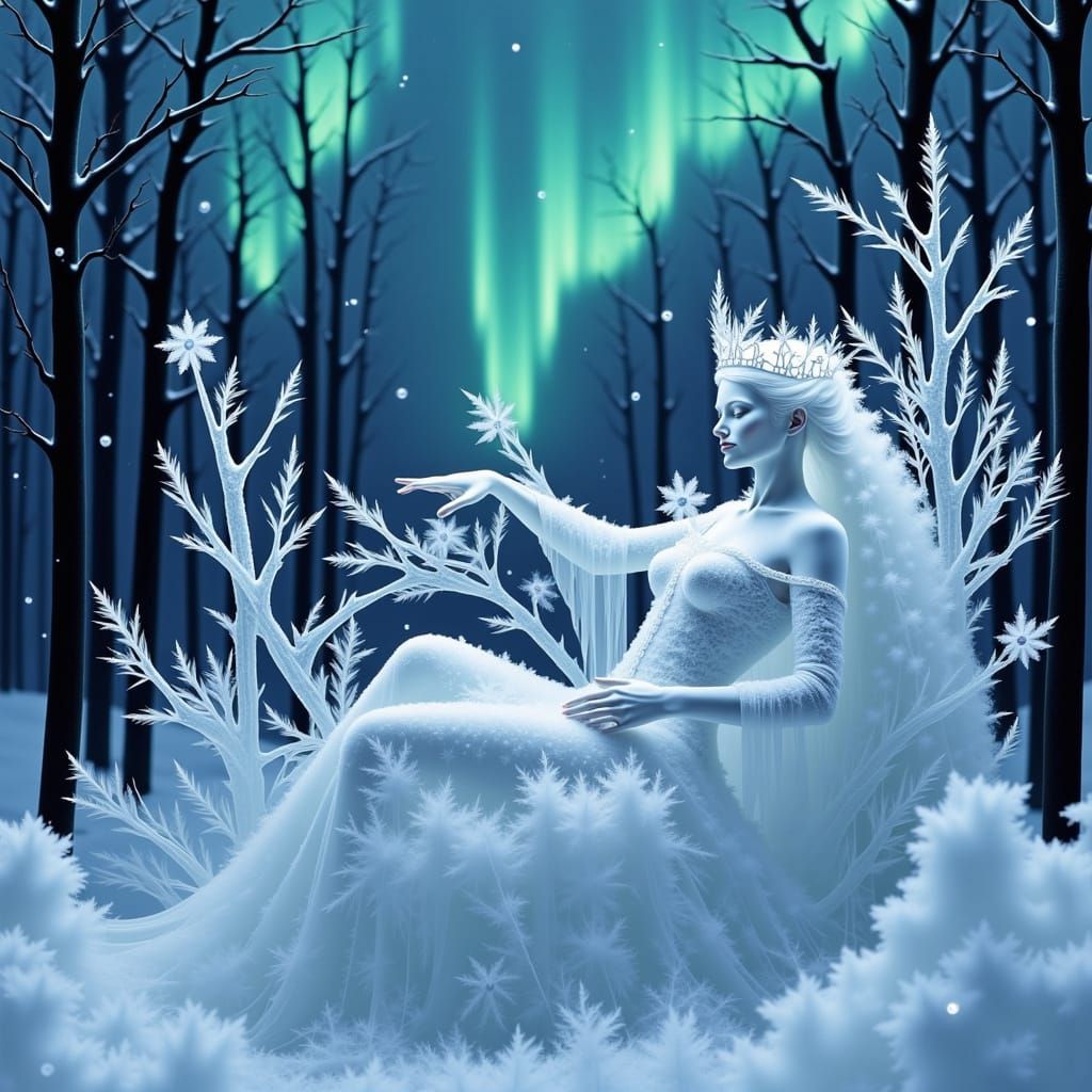 A Frosty Siberian Princess in Ancient Slavic Attire, Posed o...