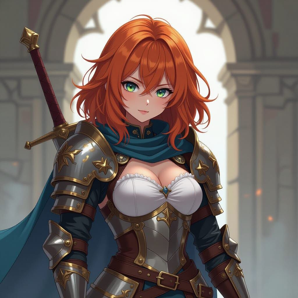 Anime Knights Templar Girl with Orange Hair