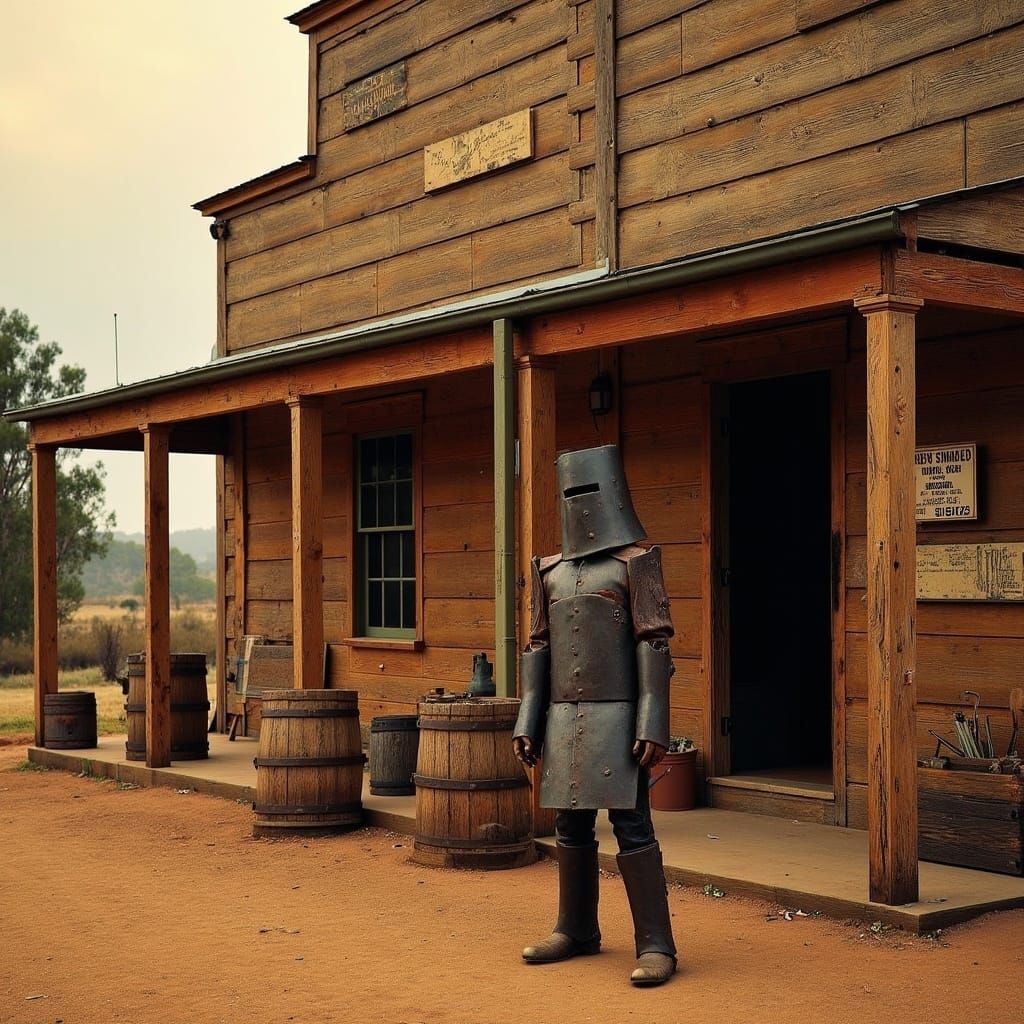 australian bushranger, ned kelly going shopping