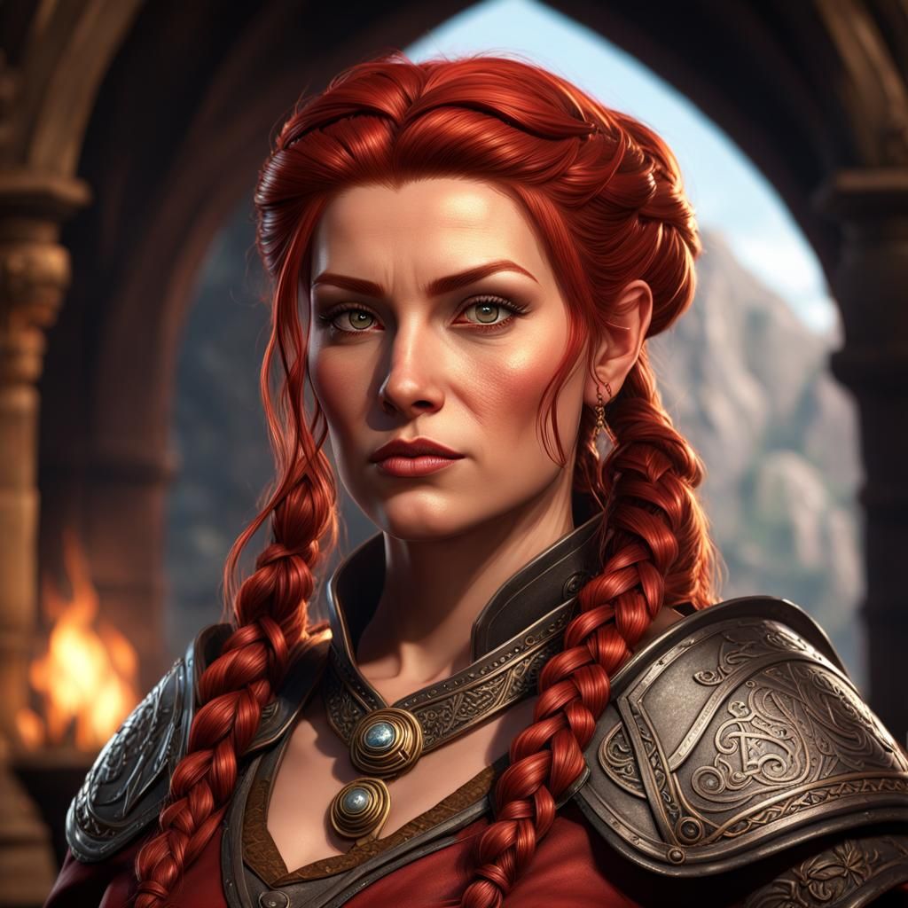 Dwarven Female Portrait in Dark Fantasy Style