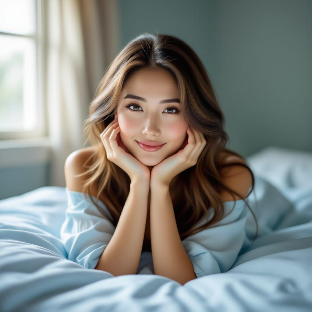 Elegant Chinese Woman Resting in Soft Natural Light