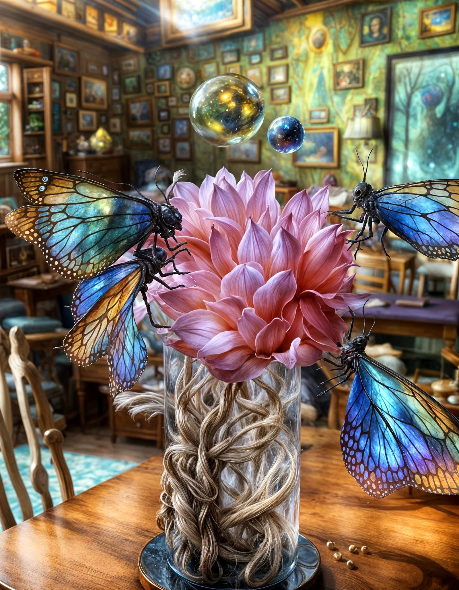 Magical Alien People and Pets in Surreal Landscape