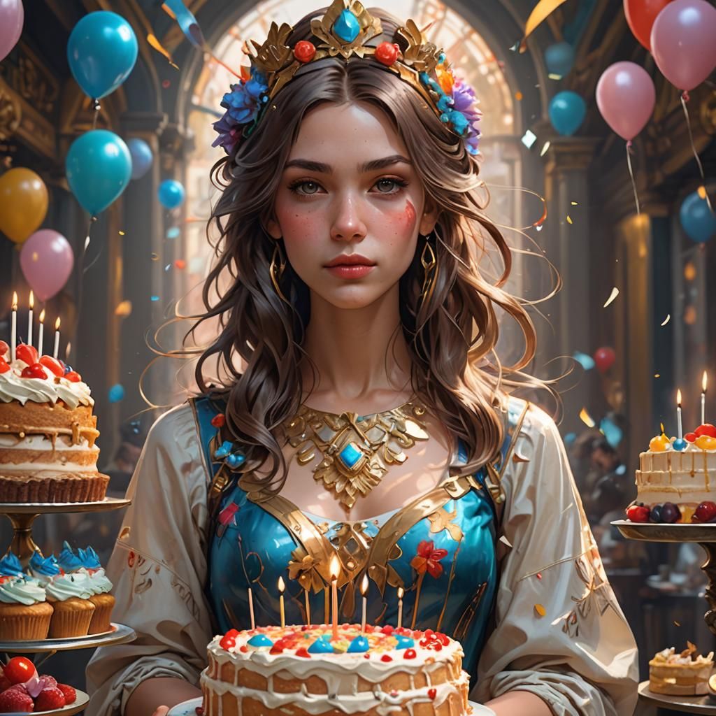 Birthday Portrait in Hyperdetailed Digital Art Style