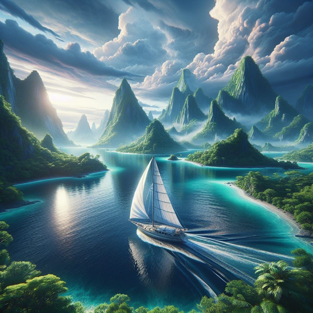 Hyper-Realistic Tropical Island Fantasy Concept Art