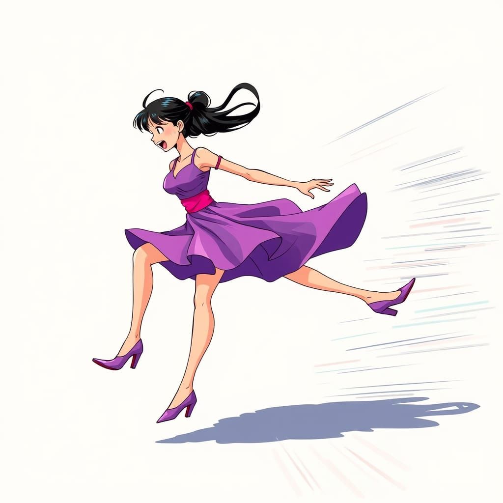 Anime-Style Woman Tap Dancing at High Speed