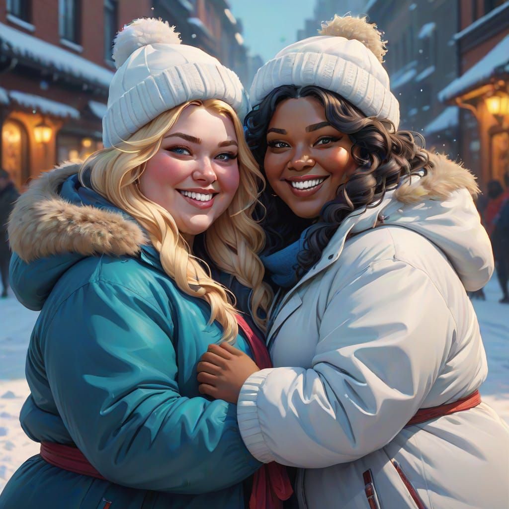 Sultry Winter Portrait of Two Women in Triadic Colors