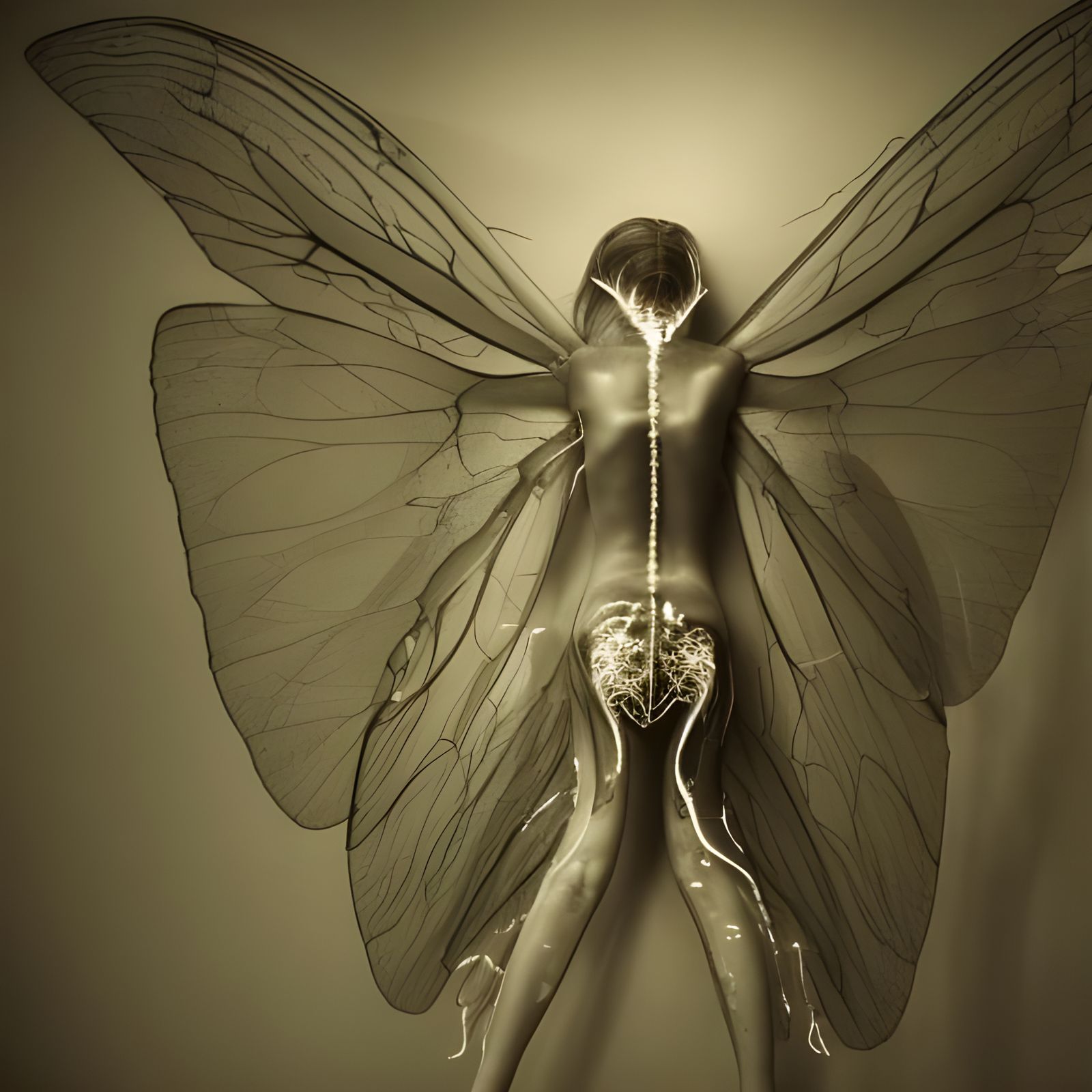 Moth Antlered Creature in Trashed House, Hyperrealism