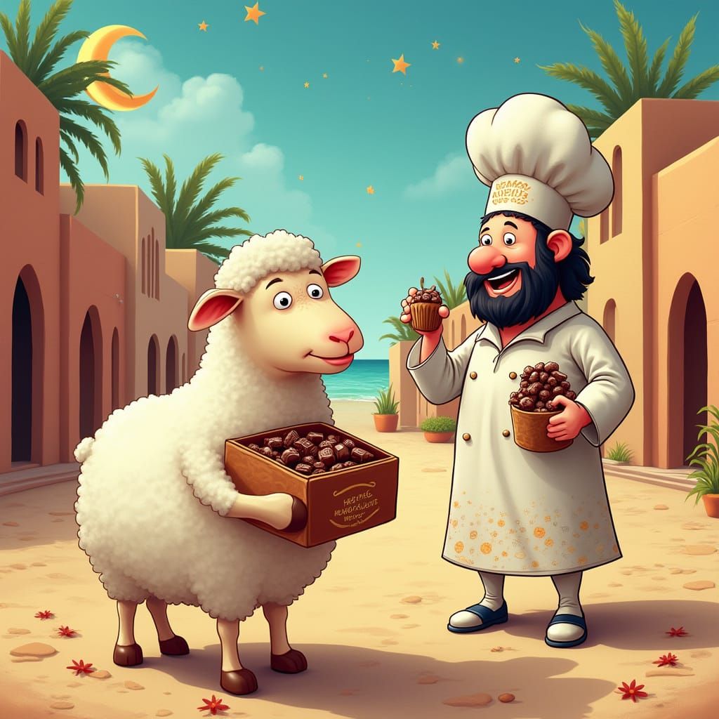 Eid al-Adha Sheep Celebrates in Pop Surrealism