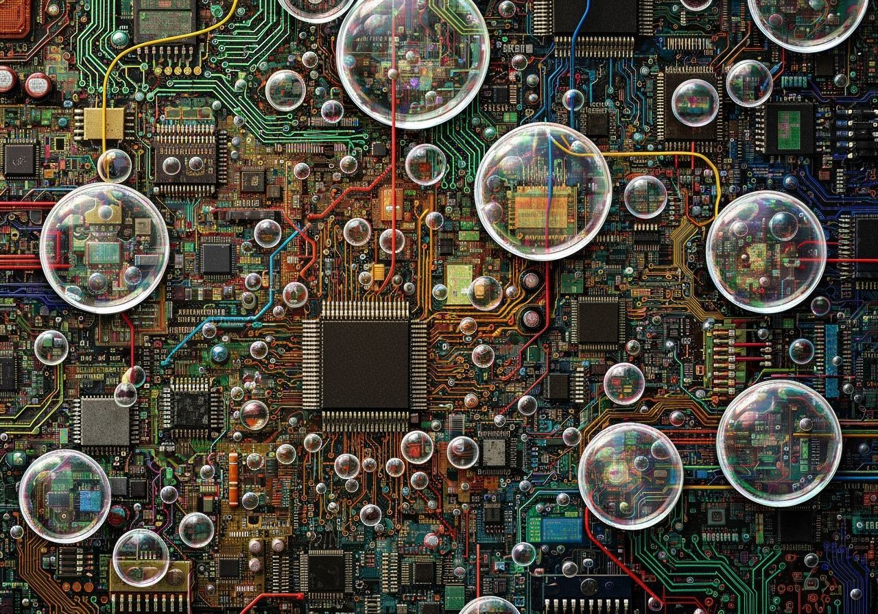 Vibrant Abstract Digital Organic Circuit Board Art