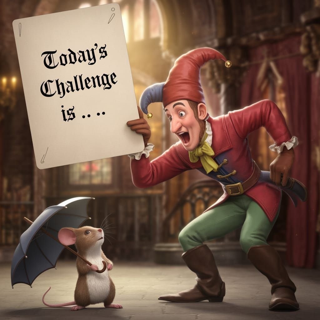 Whimsical Victorian Jester Challenges CGI Mouse