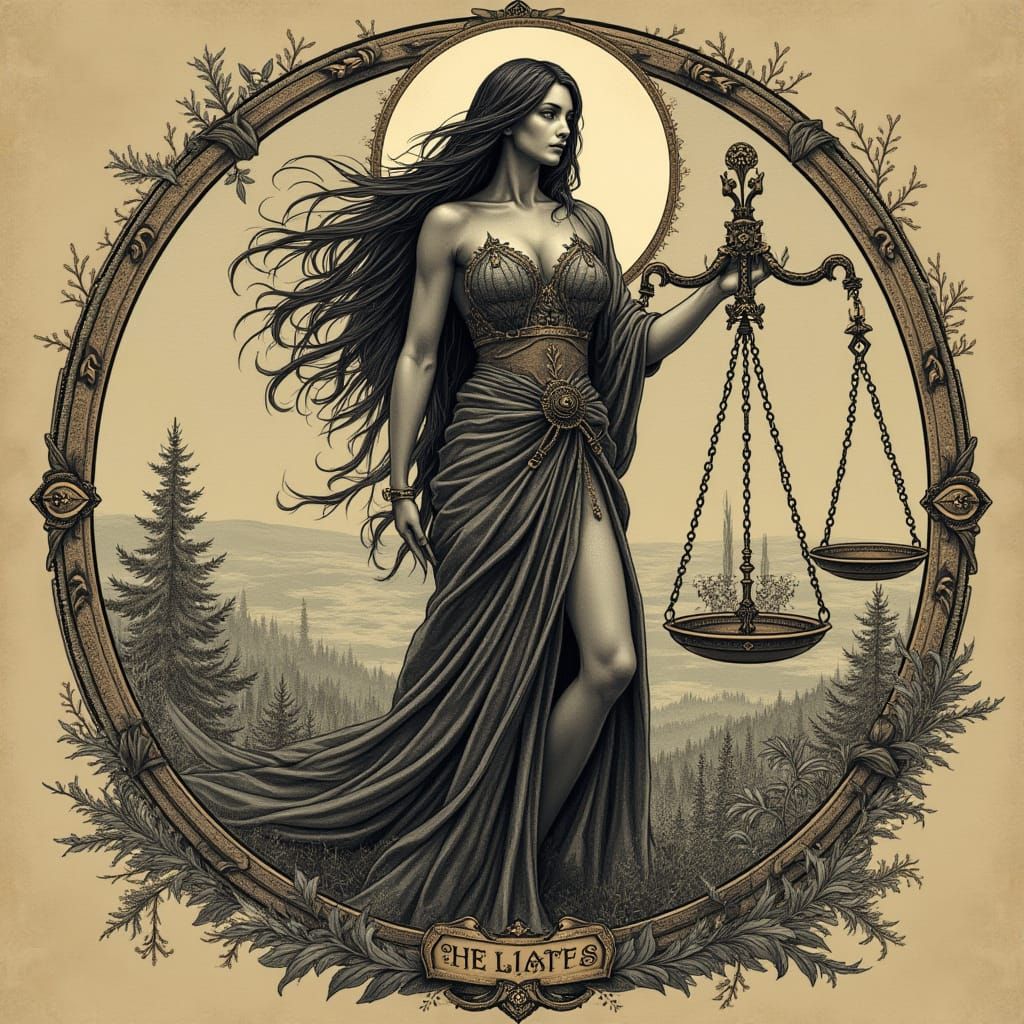 Libra in Gothic Zodiac Art