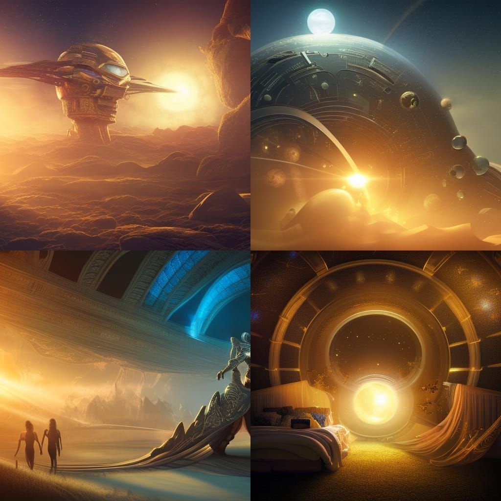 Royal Sci-Fi Bedroom in Golden Hour Lighting