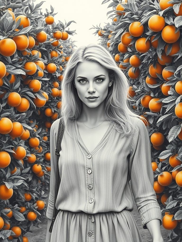 Realistic Pencil Portrait of Strong Albanian Woman in Garden